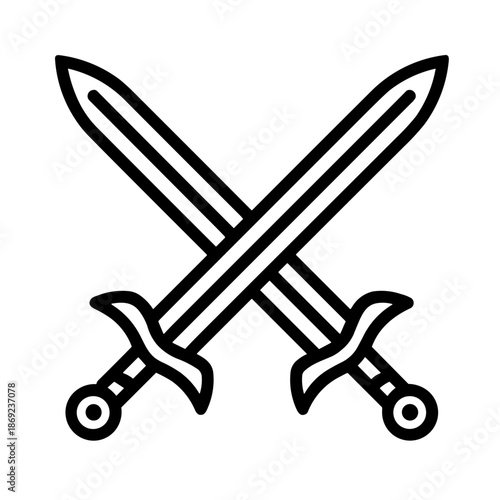 Minimalist crossed swords medieval combat vector icon