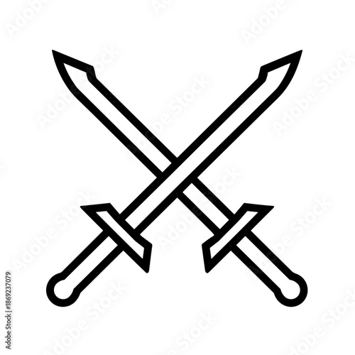 Minimalist crossed swords medieval combat vector icon