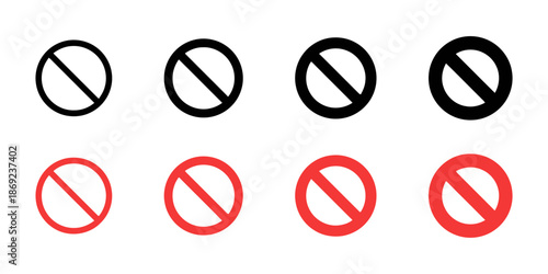 Set of Prohibition Vectors in Different Styles and Colors to Indicate Restrictions and Warnings 200 Characters Max