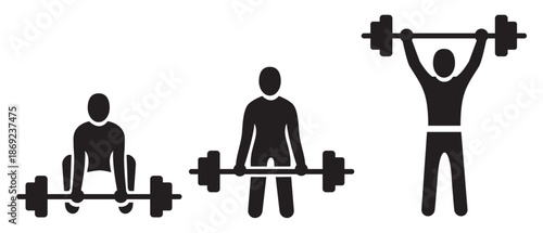 Weightlifting Exercise Sequence Sport Icon Vector Illustration