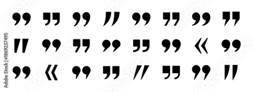 Set of quotation marks or speech marks in various styles