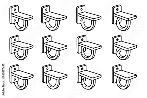 Vector seam rib hook mount slab icon shelf shading ridge mounted crest