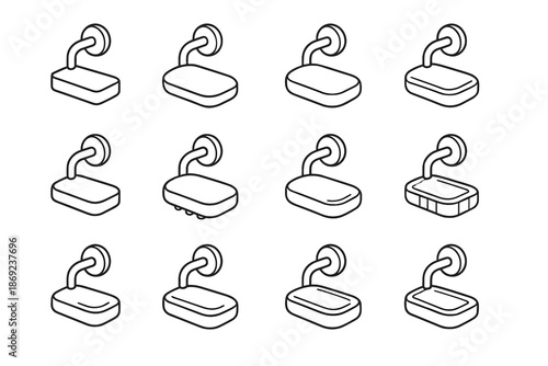 Corner contour icon row vector patch tilt surface soap magnetic bar minimal