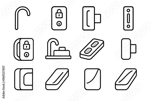 Corner underside highlight sliding slab trace smart vector stripe icon lock shading