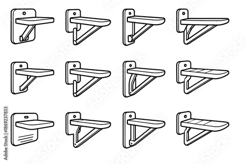 Frame shoe grip folding fold outline vector crest icon rib rack stripe