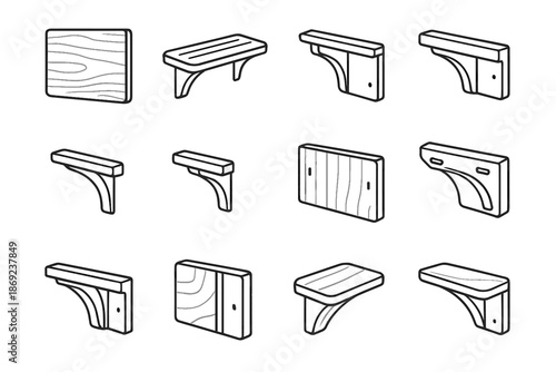 Outline wall shoe zone icon panel bracket surface vector mounted tile corner