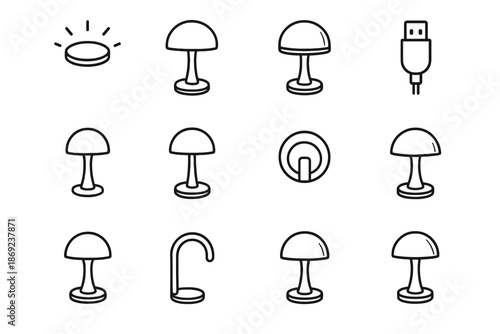 Stem tilt icon dome usb stroke shading stripe vector slab lamp glow