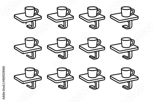 Modern vector icon crest traction curve set rectangular corner tilt boundary cup