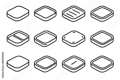 Slot shading tray pads vector arc stackable outline cell icon cosmetic stripe
