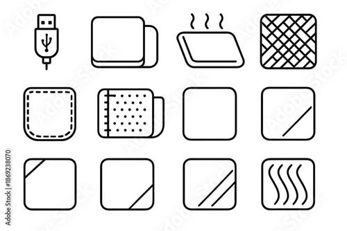 Usb boundary tilt pad smart vector line crest icon ridge rib tile