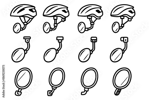 Vector helmet crest curve rim arc bike tilt stripe underside highlight icons