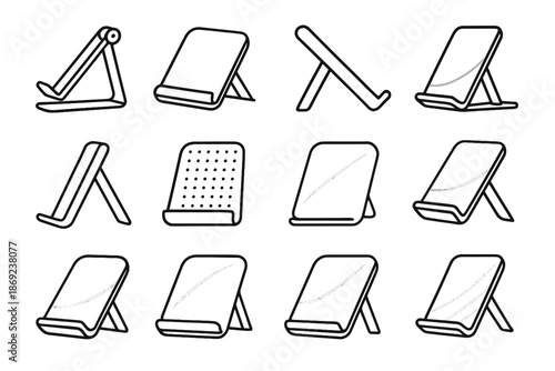 Tech support outline vector bar foldable rod icon leg stand contour shading