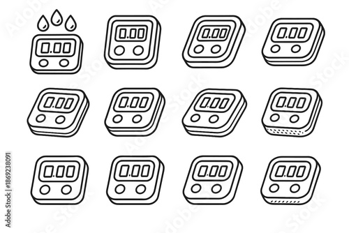 Rib rod timer band vector shading underside digital waterproof contour button icon