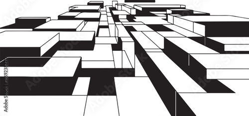 Black and white 3D cityscape architecture background