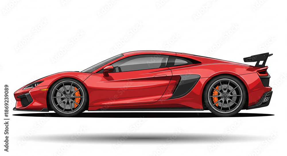 Naklejka premium Modern luxury sports car and sleek sedan side view illustrations isolated on white background.