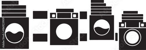 Cameras and photography equipment icons in black and white