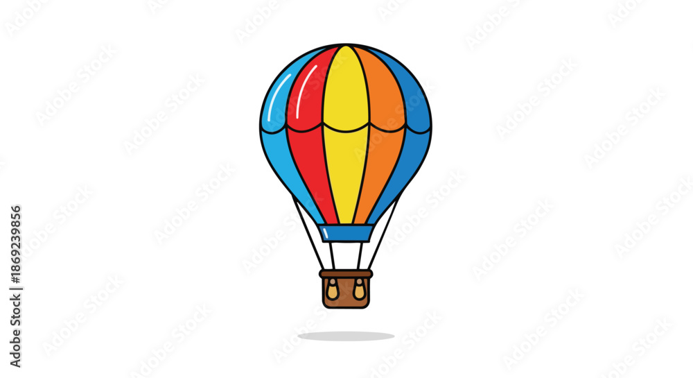 Fototapeta premium Vibrant cartoon hot air balloon soaring gracefully, depicting freedom and delightful aerial adventures for cheerful exploration and memorable skies