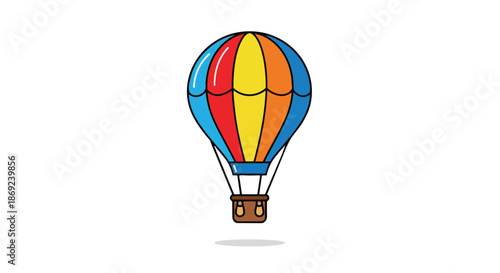 Vibrant cartoon hot air balloon soaring gracefully, depicting freedom and delightful aerial adventures for cheerful exploration and memorable skies