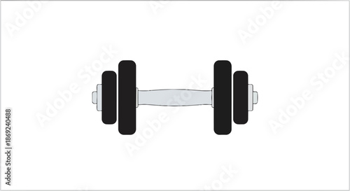 This minimalist vector illustration showcases a single gym dumbbell, symbolizing fitness dedication, strength building, healthy lifestyle pursuits,
