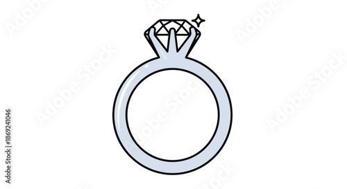 Elegant minimalist diamond engagement ring illustration symbolizing eternal love commitment and precious sparkle perfect for romantic gestures and