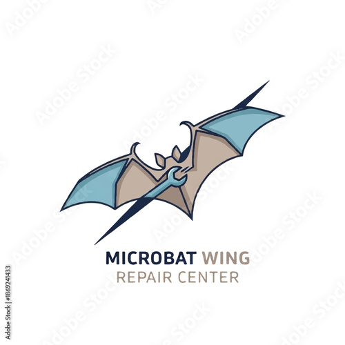 Microbat Wing Repair Center Logo Design.