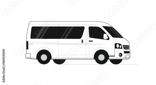 White passenger van illustration, a clean side view vector design for transport themes
