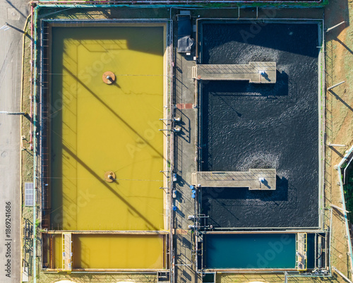 Wastewater Treatment Plant: Aerial View of Tanks