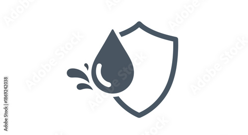 Ultimate liquid resistance emblem representing unparalleled water repellency and environmental safeguarding, an innovative design for durable