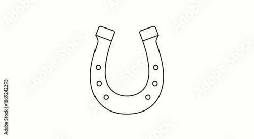 Simple black line art depiction of a classic metallic horseshoe, a universal emblem of good fortune, protection, and rich equestrian traditions.