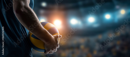volleyball in hand with glowlight