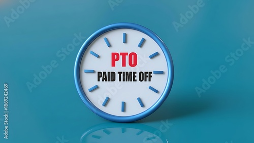 Wallpaper Mural A clock face displaying pto paid time off against a teal background Torontodigital.ca