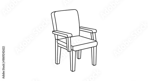 A simple, illustrative line art rendering of a classic armchair design, perfect for coloring or minimalist graphic representations