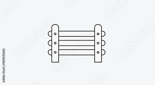A linear vector illustration depicting a robust wooden fence segment, crafted with minimalist precision for digital design applications in
