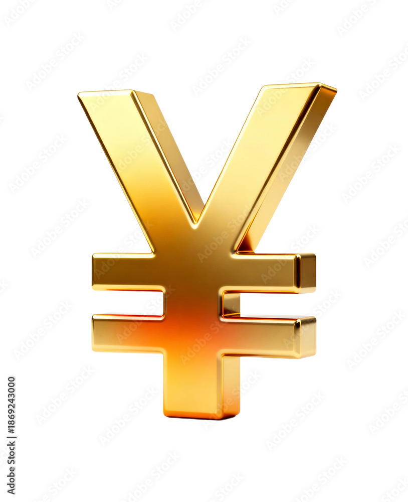 Obraz premium Golden Japanese Yen Symbol, Currency Icon