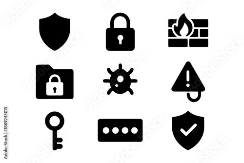 Set of security icons for protection and safety