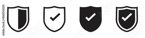 Set of security shield with check mark badge vector illustration eps format