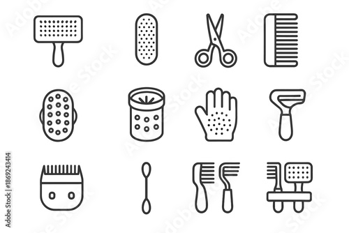 Rake pet care blade tray vector nail icon curved grooming insert