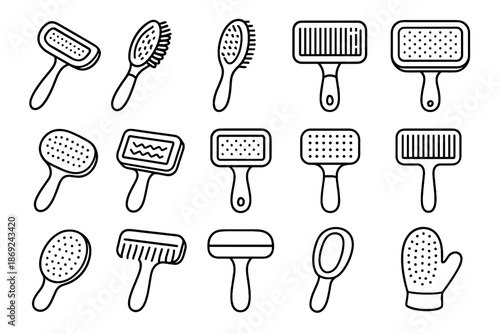 Mitt vector grooming icons short icon comb rounded silicone surface pet