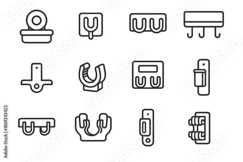 Mounted anchor clip wall icon vector base storage pole tray