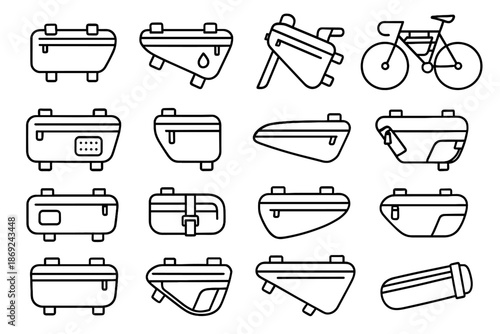 Cycling sack vector bag bike tool icon padded frame triangle fit bags