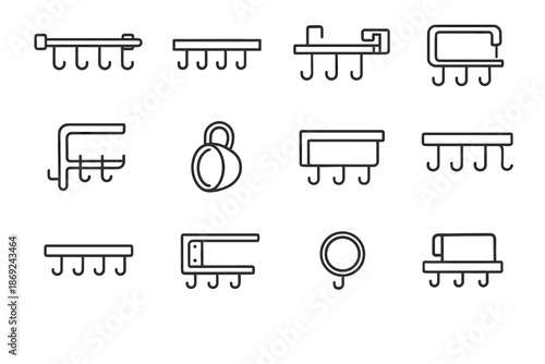 Ring racks edge vector icon mug bar rack kitchen unit hooks coffee