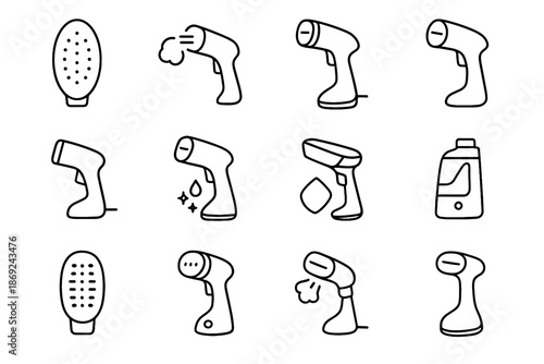 Icons portable grip vector steamer fabric handheld angle nozzle steam body plate