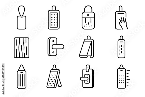 Marker board hanging scratch pad fixture vector panel wood icon dangling strap