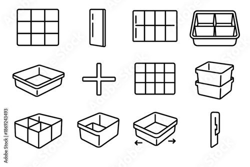 Structure stacking insert storage slots icon row wall lock adjustable icons vector