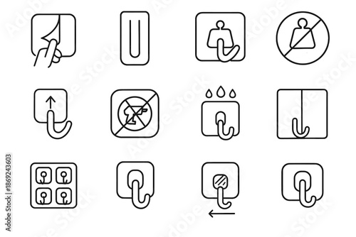 Icons strip icon adhesive limit removable action vector wall repositionable symbol hook