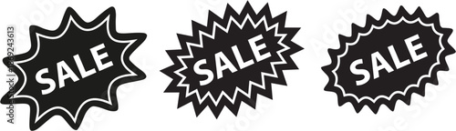 Starburst price stickers. Black splash badges. Product tag labels. Callout star shapes. Discount promo boxes, stamps. Set of star bursts isolated on white background. Vector illustration