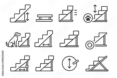 Symbol stairs adjustment compact adjustable icon pet elevation steps vector indicators combo