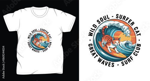 Cat graphic vector art t-shirt design print template