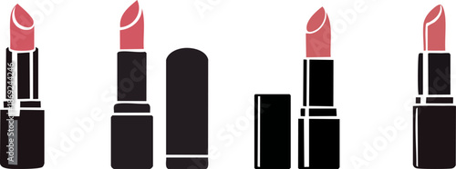 A collection of stylish lipstick tubes in various designs, showcasing elegant and trendy colors, perfect for beauty enthusiasts.