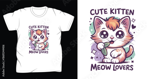 Cat graphic vector art t-shirt design print template
